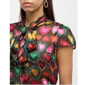 Alice + Olivia | Jeannie Bow Cap-Sleeve Burnout Blouse (Love Ease)